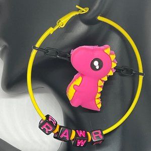 Yellow and Pink "RAWR" Hoops